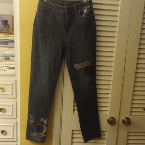 Stylish Blue Patchwork Women's Jeans